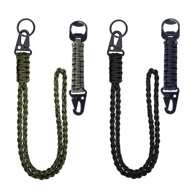 2 бр. Tactically Paracord Keychain Clip Heavy Duty Rope Long Wrist Braided Paracord Lanyard Keychain Инструмент за къмпинг F2TC