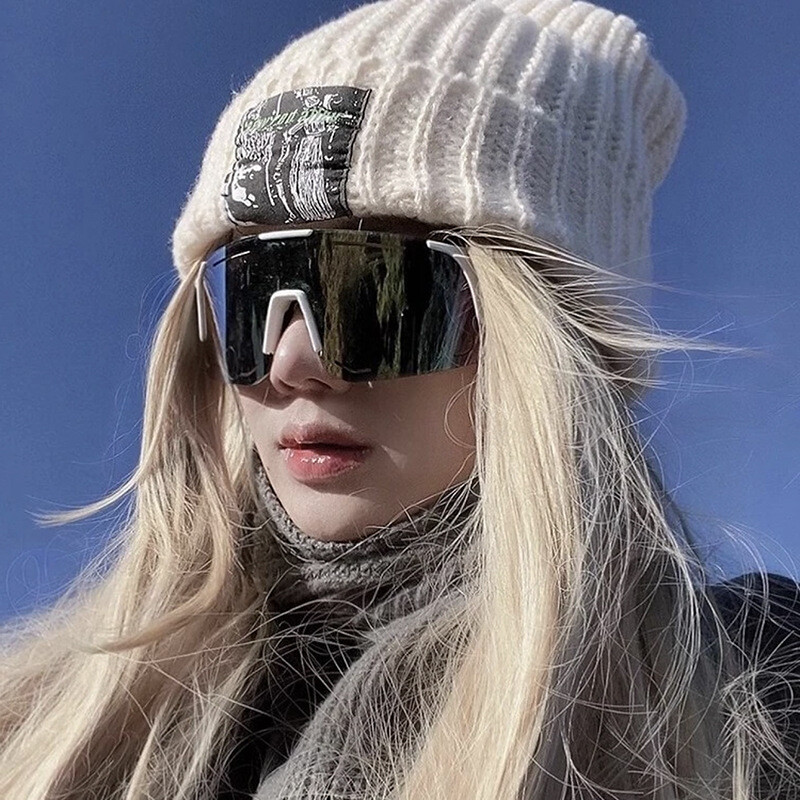 Dideli sportiniai akiniai nuo saulės, moteriški, vyriški, prabangūs prekės ženklo dizainerio akiniai nuo saulės Vintage punk slidinėjimo dviračių akiniai, atsparūs vėjui