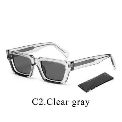 Ruiao retro paksud ristkülikukujulised päikeseprillid kvaliteetsed luksuslikud meeste varjud disainer naiste ruudukujulised päikeseprillid 2024 läbipaistev hall