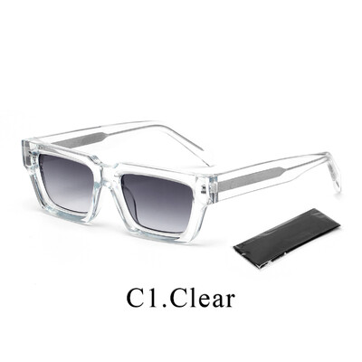 Ruiao retro paksud ristkülikukujulised päikeseprillid kvaliteetsed luksuslikud meeste varjud disainer naiste ruudukujulised päikeseprillid 2024 läbipaistev hall