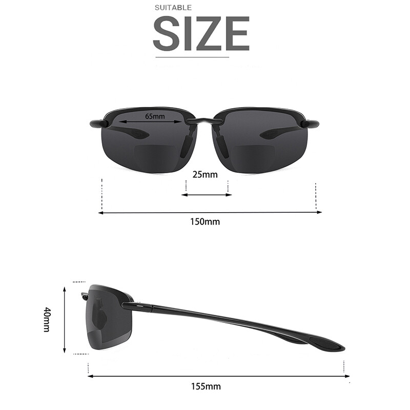 MAXJULI bifokaliniai akiniai nuo saulės moterims vyrams, TR90 rėmelis, ypač lengvas ir apsauga nuo saulės spindulių, UV spindulių 8001