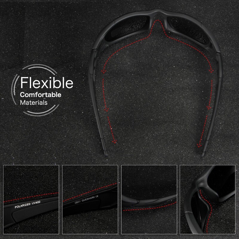 Queshark UV400 pret atspīdumu polarizēta kempinga pārgājienu brilles vīriešiem sievietēm sporta saulesbrilles golfa skriešanai makšķerēšanai sporta brilles