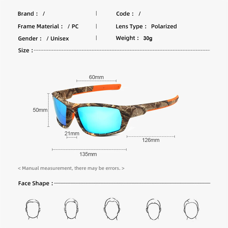 Vonkajšie polarizované slnečné okuliare Farebné maskovacie športové rybárske jazdecké okuliare Plážové slnečné okuliare Muži Ženy tienené okuliare UV400