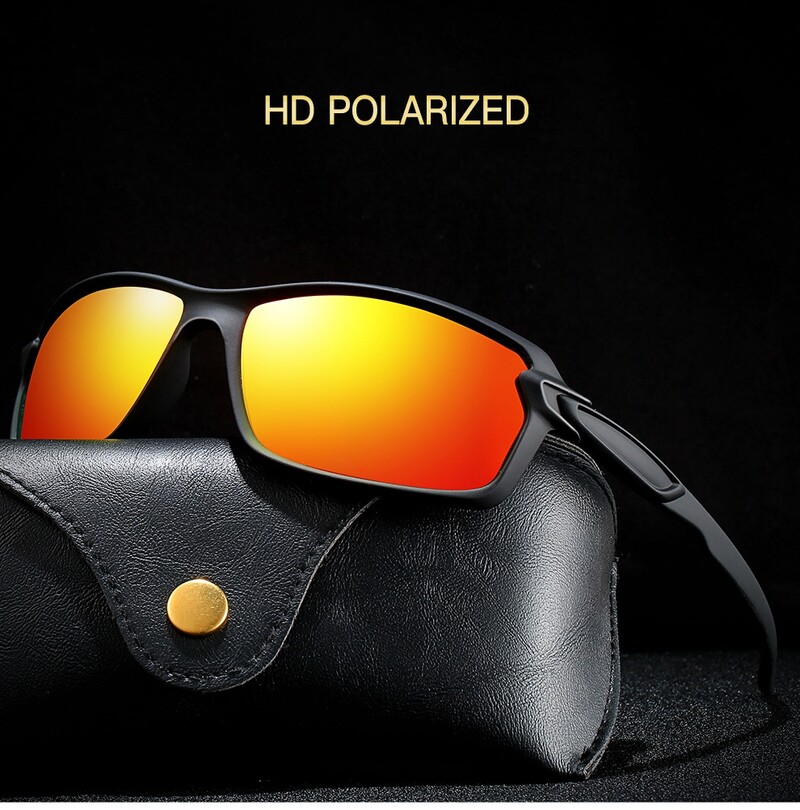 Pánske športové cyklistické polarizované slnečné okuliare so štvorcovým rámom na outdoor, rybolov, cestovanie, šoférovanie