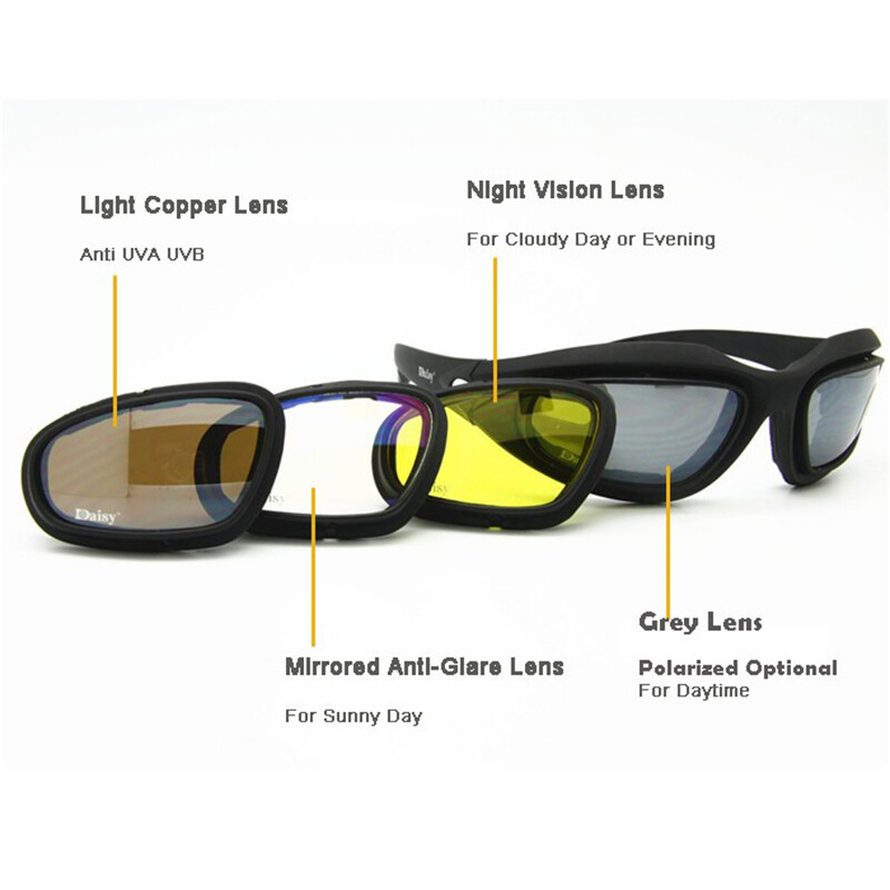 4 lentile X7 Ochelari de protecție UV în aer liber Ochelari de sport C5 Ochelari de soare de vânătoare Ochelari tactici de drumeții militare unisex