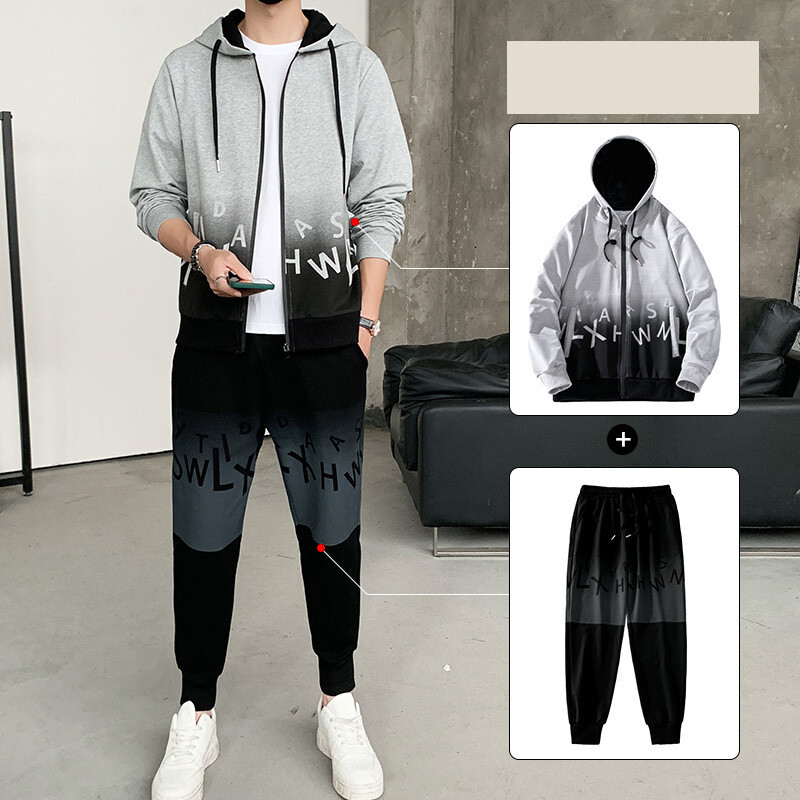 Vyriškas mados korėjietiško stiliaus gobtuvas laisvas megztinis, sportinis kostiumas paaugliams, gražus rinkinys, tinka