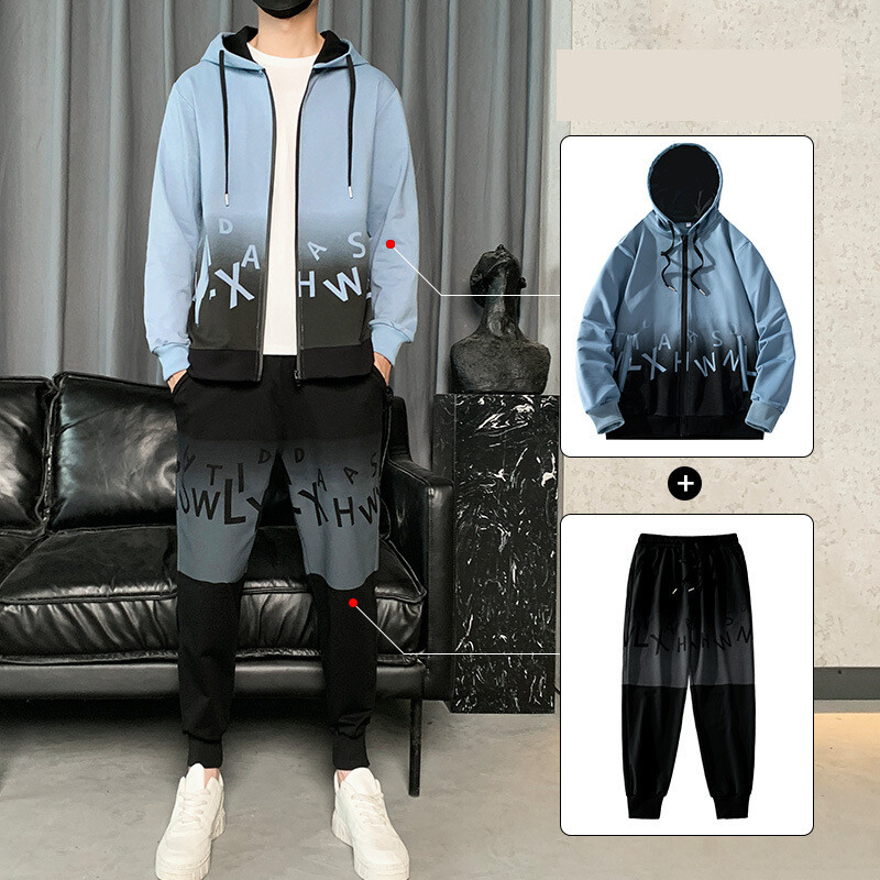 Vyriškas mados korėjietiško stiliaus gobtuvas laisvas megztinis, sportinis kostiumas paaugliams, gražus rinkinys, tinka