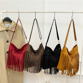 Bohemian Style Tassel Bag Fashion Τσάντα ώμου μεγάλης χωρητικότητας 2024 Δημοφιλής νέα Niche Universal γυναικεία τσάντα