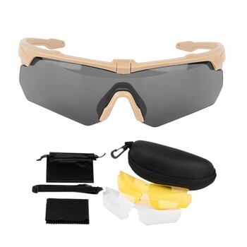 Tactic Airsofts Goggle Safety Hunting Eye Protections Κυνηγετικά γυαλιά για σκοποβολή 3 Εναλλάξιμος φακός και θήκη μεταφοράς