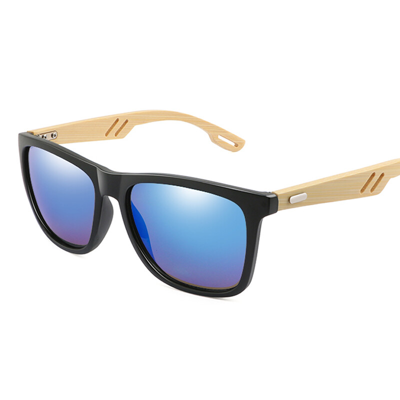 Koka Saulesbrilles Mode Krāsainas Ar rokām darinātas Saulesbrilles Vīriešu Sieviešu Kvadrātveida Bambusa Pārgājienu Brilles Spogulis Saulesbrilles Retro Masculino