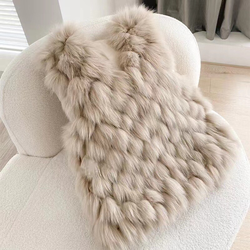 Jeseň a zima 2024, kórejský štýl, kožená vesta, univerzálna dámska štíhla vesta z imitácie líščej kožušiny, vrchné oblečenie, kardigan, bunda, módna