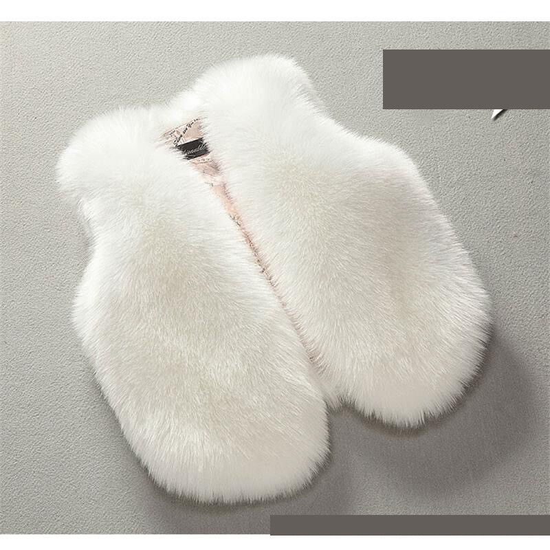 Új téli mellény, univerzális plüss mellény, divatos rövid mellény róka utánzattal, gyerekdivat és egyszerűség