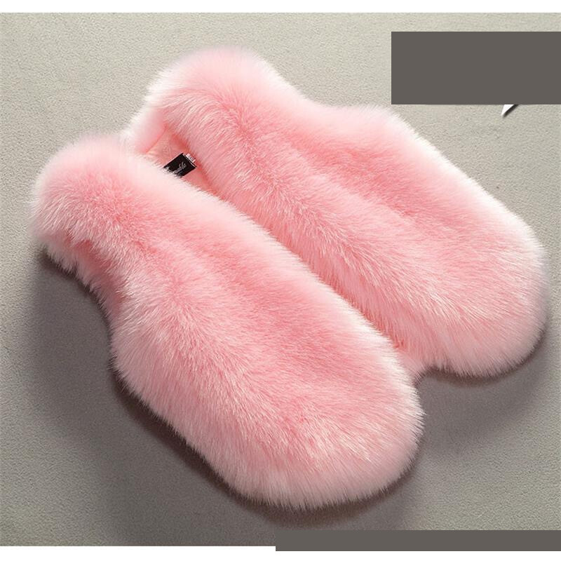 Új téli mellény, univerzális plüss mellény, divatos rövid mellény róka utánzattal, gyerekdivat és egyszerűség