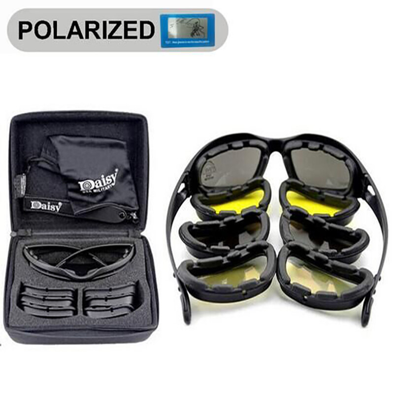 Daisy C5/X7 poliarizuoti taktiniai akiniai Airsoft sportiniai akiniai 4 lęšiai vyriški akiniai nuo saulės Armijos kariškiai, apsaugantys nuo šaudymo akiniai