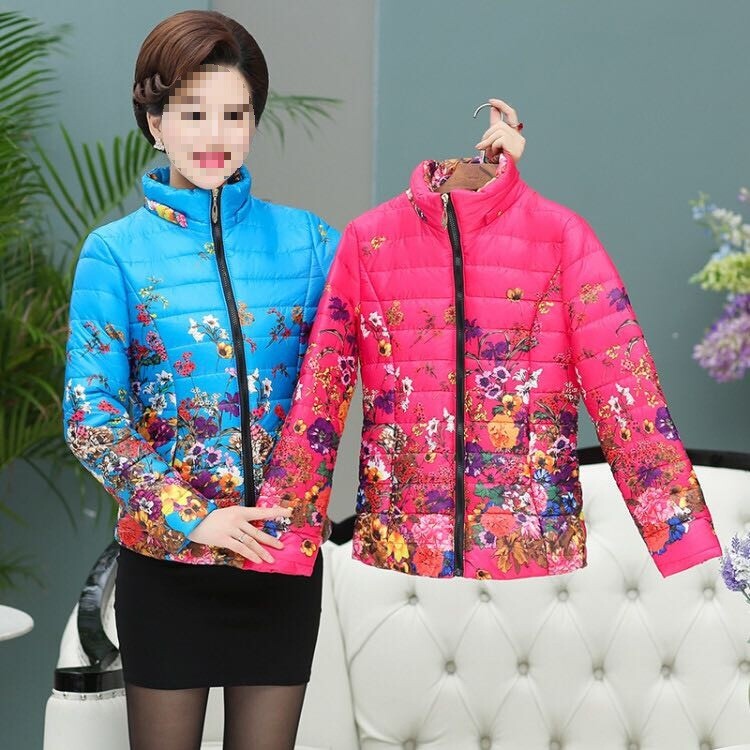 Rövid vékony pamutkabát, női őszi-téli középkorú és idős ruha, pamutkabát, anyaruha, pamutkabát 40, középkorú pamut 