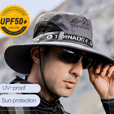 Pălării de vară UPF 50+ Pălării de protecție solară pentru bărbați Pălărie de găleată rezistentă la UV, respirabilă, cu boruri largi, Drumeții, Pescuit în aer liber, șapcă de plajă Cowboy Nou