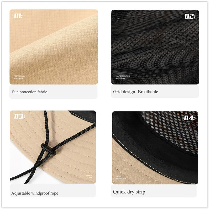 Pălării de vară UPF 50+ Pălării de protecție solară pentru bărbați Pălărie de găleată rezistentă la UV, respirabilă, cu boruri largi, Drumeții, Pescuit în aer liber, șapcă de plajă Cowboy Nou