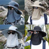 Căciulă de alpinism pentru bărbați, de vară, detașabilă, șapcă de protecție pentru față, mască pentru gât, pălărie cu clapetă, drumeții în aer liber, pescuit, pălării cu boruri late, șapci sport.