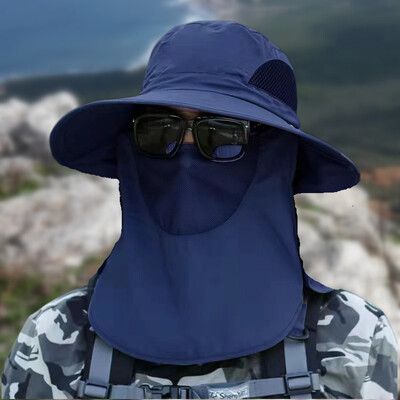 Căciulă de alpinism pentru bărbați, de vară, detașabilă, șapcă de protecție pentru față, mască pentru gât, pălărie cu clapetă, drumeții în aer liber, pescuit, pălării cu boruri late, șapci sport.
