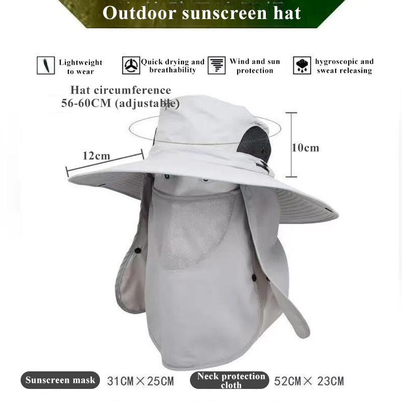 Căciulă de alpinism pentru bărbați, de vară, detașabilă, șapcă de protecție pentru față, mască pentru gât, pălărie cu clapetă, drumeții în aer liber, pescuit, pălării cu boruri late, șapci sport.