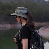 Pălărie de pescar cu coadă de cal cu boruri largi, șapcă de soare reglabilă, rezistentă la apă, protecție UV în aer liber, pescuit, alpinism, drumeții, pălării cu găleată