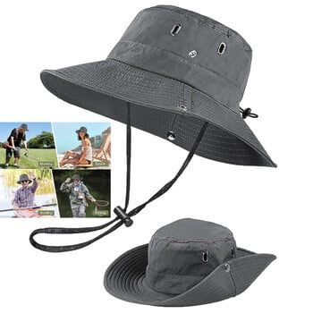 Дамска външна шапка за слънце Лятна UV защита Bucket Safari Wide Brim Рибарска шапка Каубойски мъжки риболов Туристически плажни шапки 2024 