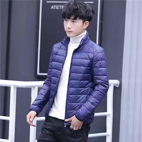 Vieglas kokvilnas vīriešu statīvs apkakle īsa liela izmēra vienkrāsains modes rudens ziemas kokvilnas apģērbs universāla jaka rūpnīcas taisni mati