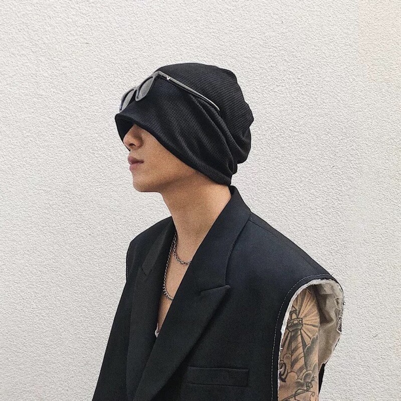 Fekete sapka Férfi téli divatos bolyhos kalap Férfi nagy fejkörfogat hideg sapka Baotou kötött sapka meleg gyapjú sapka