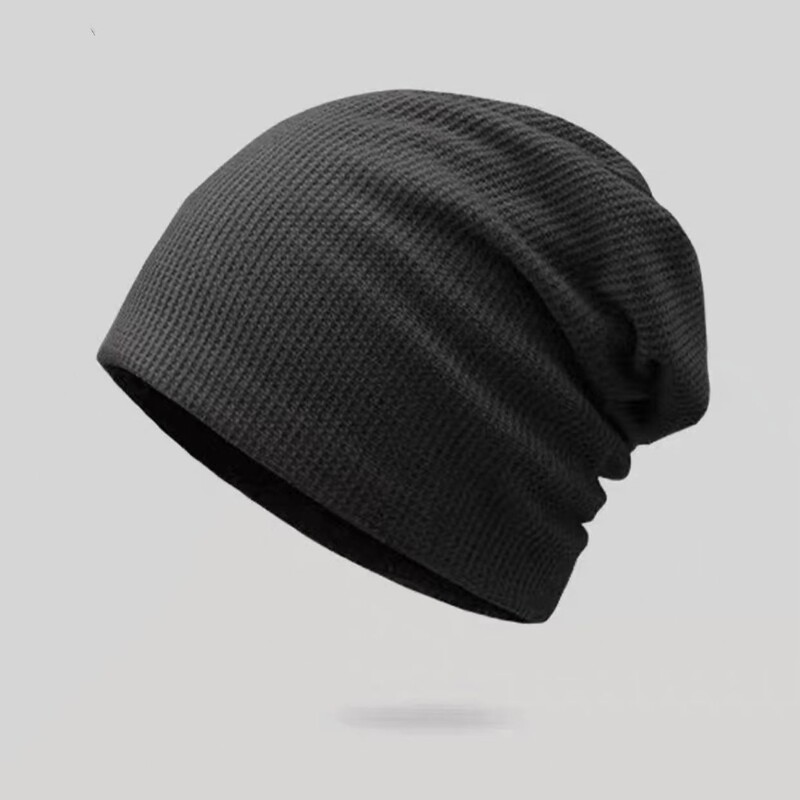 Fekete sapka Férfi téli divatos bolyhos kalap Férfi nagy fejkörfogat hideg sapka Baotou kötött sapka meleg gyapjú sapka