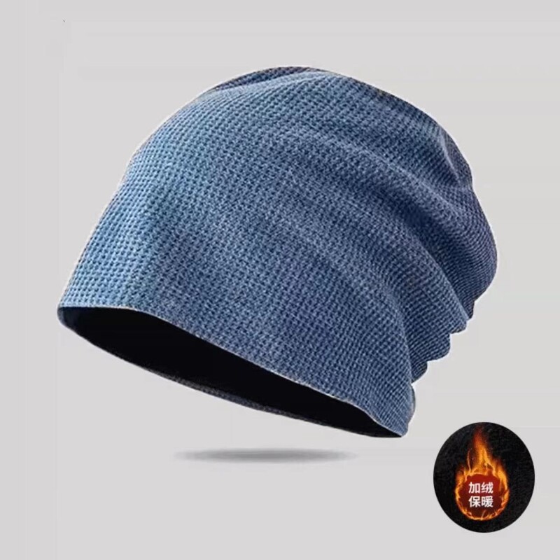 Fekete sapka Férfi téli divatos bolyhos kalap Férfi nagy fejkörfogat hideg sapka Baotou kötött sapka meleg gyapjú sapka