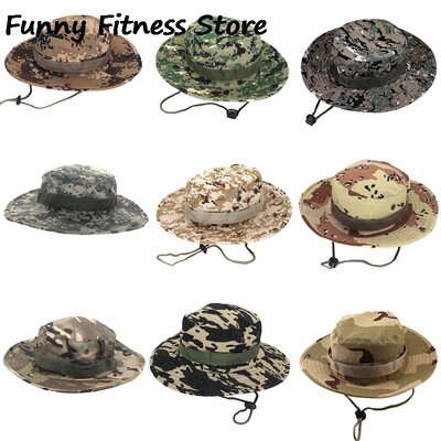 Maskovacie letné Panama Jungle Lovecké čiapky Muži Ženy Vonkajšie púštne čiapky UV ochrana Veľká plážová čiapka Horolezecké rybárske čiapky