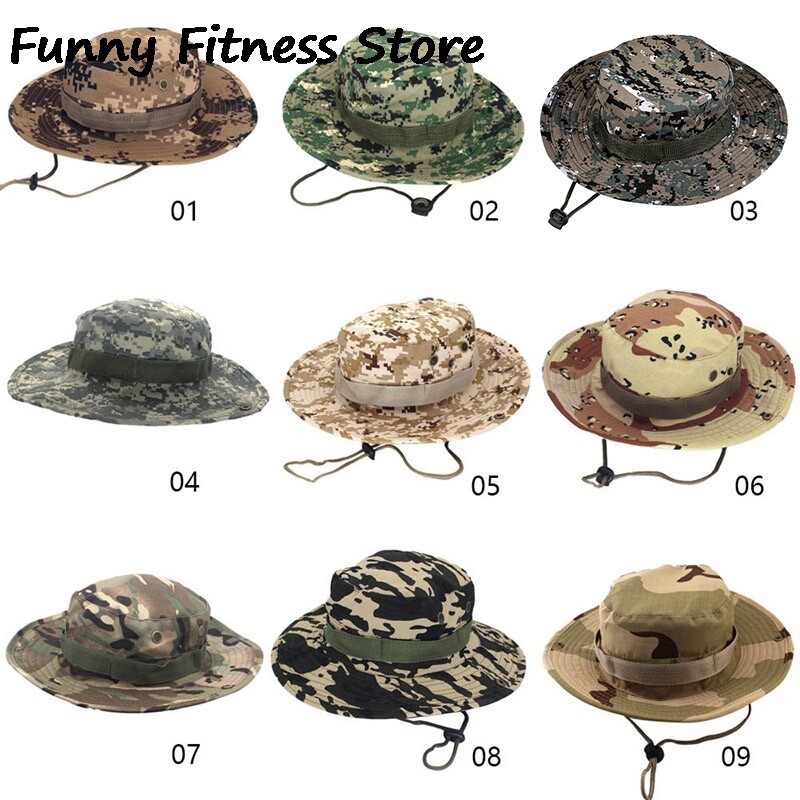 Maskovacie letné Panama Jungle Lovecké čiapky Muži Ženy Vonkajšie púštne čiapky UV ochrana Veľká plážová čiapka Horolezecké rybárske čiapky