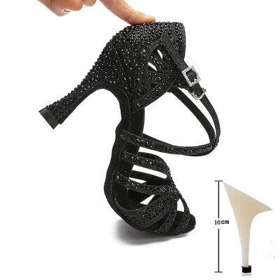 CINMIDY sieviešu latīņu deju apavi Rhinestones, mīkstas zoles salsas kurpes balles deju augstpapēžu kurpes Sieviešu sandales Sieviešu kāzu apavi