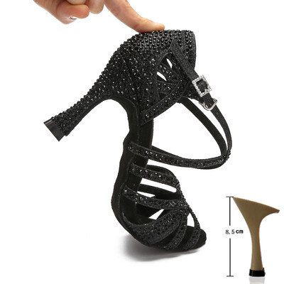 CINMIDY sieviešu latīņu deju apavi Rhinestones, mīkstas zoles salsas kurpes balles deju augstpapēžu kurpes Sieviešu sandales Sieviešu kāzu apavi