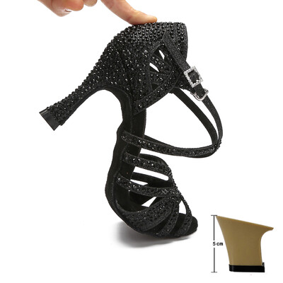 CINMIDY sieviešu latīņu deju apavi Rhinestones, mīkstas zoles salsas kurpes balles deju augstpapēžu kurpes Sieviešu sandales Sieviešu kāzu apavi