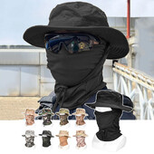 Taktická maskáčová čiapka, sada na ochranu pred slnkom, outdoorová športová turistika, rybolov, ochrana pred UV žiarením, krk, tvár, boonie klobúk, nastaviteľná vedrová čiapka