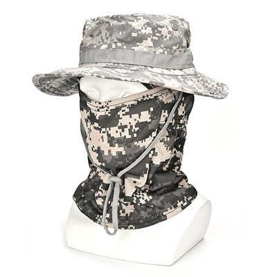 Taktická maskáčová čiapka, sada na ochranu pred slnkom, outdoorová športová turistika, rybolov, ochrana pred UV žiarením, krk, tvár, boonie klobúk, nastaviteľná vedrová čiapka