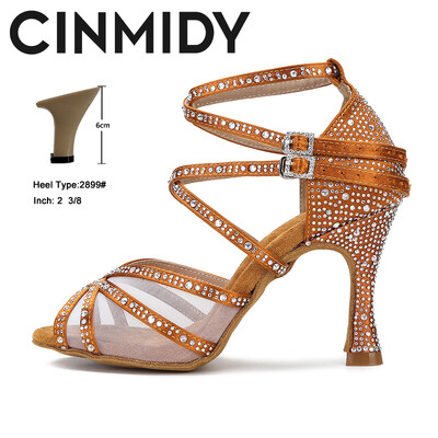 CINNIDY Dámske tanečné topánky zo sieťoviny, latinskoamerické tanečné topánky, spoločenské tanečné tenisky, hodvábne saténové svadobné topánky s mäkkým podpätkom, dámske sandále