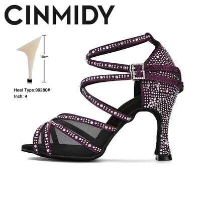 CINNIDY Dámske tanečné topánky zo sieťoviny, latinskoamerické tanečné topánky, spoločenské tanečné tenisky, hodvábne saténové svadobné topánky s mäkkým podpätkom, dámske sandále