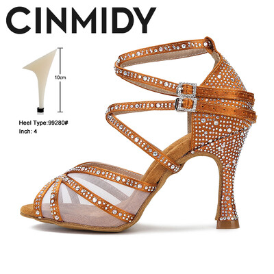 CINNIDY Dámske tanečné topánky zo sieťoviny, latinskoamerické tanečné topánky, spoločenské tanečné tenisky, hodvábne saténové svadobné topánky s mäkkým podpätkom, dámske sandále