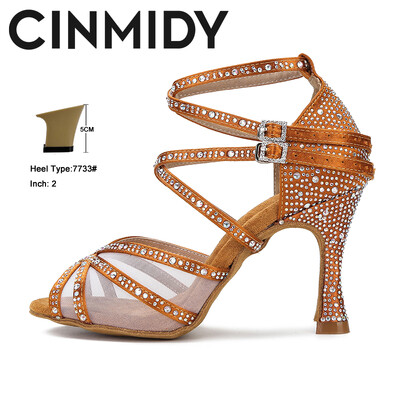 CINNIDY Dámske tanečné topánky zo sieťoviny, latinskoamerické tanečné topánky, spoločenské tanečné tenisky, hodvábne saténové svadobné topánky s mäkkým podpätkom, dámske sandále