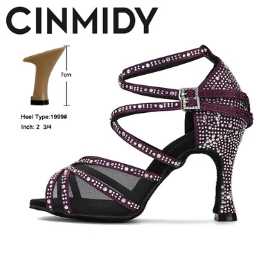 CINNIDY Dámske tanečné topánky zo sieťoviny, latinskoamerické tanečné topánky, spoločenské tanečné tenisky, hodvábne saténové svadobné topánky s mäkkým podpätkom, dámske sandále