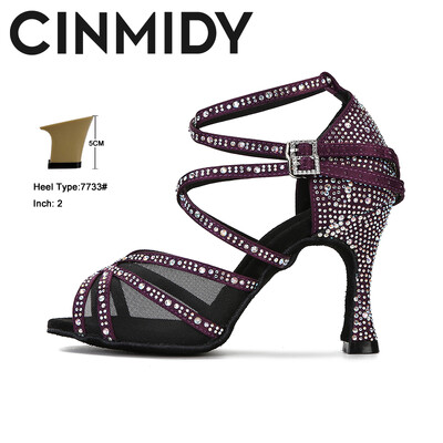 CINNIDY Dámske tanečné topánky zo sieťoviny, latinskoamerické tanečné topánky, spoločenské tanečné tenisky, hodvábne saténové svadobné topánky s mäkkým podpätkom, dámske sandále