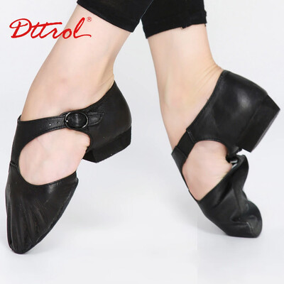 Natūralios odos tamprūs džiazo šokių batai moterims T dirželis Baletas Lyrical Dancing Shoe Mokytojų šokių basutės Mankštos bateliai