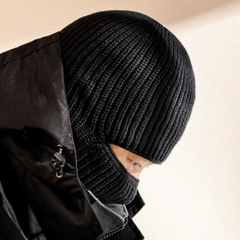 Téli kötött sapka pamut vastagított hideg sapka kültéri kerékpározás meleg sapkás sapka maszk 2 az 1-ben teljes arcvédő sapka fülvédő sapka