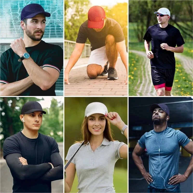GADIEMKENSD Pălărie de alergare elastică cu boruri moi, uscare rapidă, nestructurată, șapcă de baseball unisex pentru adulți, golf, pălărie solidă snapback