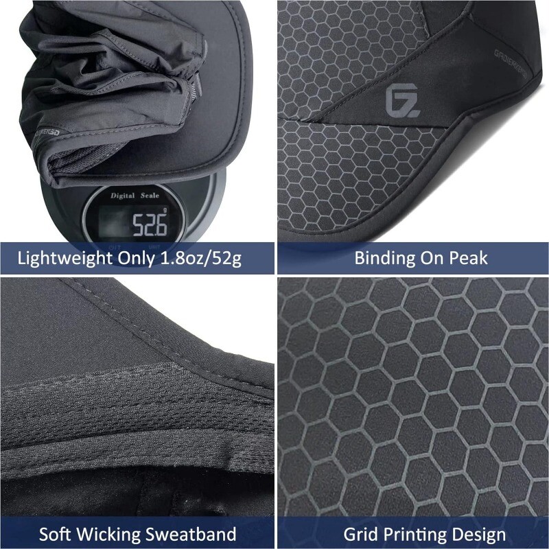 GADIEMKENSD Pălărie de alergare elastică cu boruri moi, uscare rapidă, nestructurată, șapcă de baseball unisex pentru adulți, golf, pălărie solidă snapback