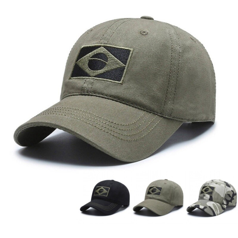 Pánska outdoorová maskáčová čiapka Armygreen s vyšívanou brazílskou vlajkou, golfová baseballová čiapka, letná športová čiapka, anti-UV poľovnícka turistická slnečná klobúk