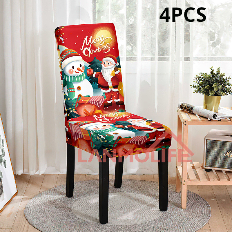 Tarpvalstybinis kalėdinis kėdės užvalkalas šventinis dekoravimas elastingas valgomojo kėdės užvalkalas naujas dulkėms atsparus kėdės užvalkalas Kalėdinis kėdės užvalkalas didmeninė prekyba