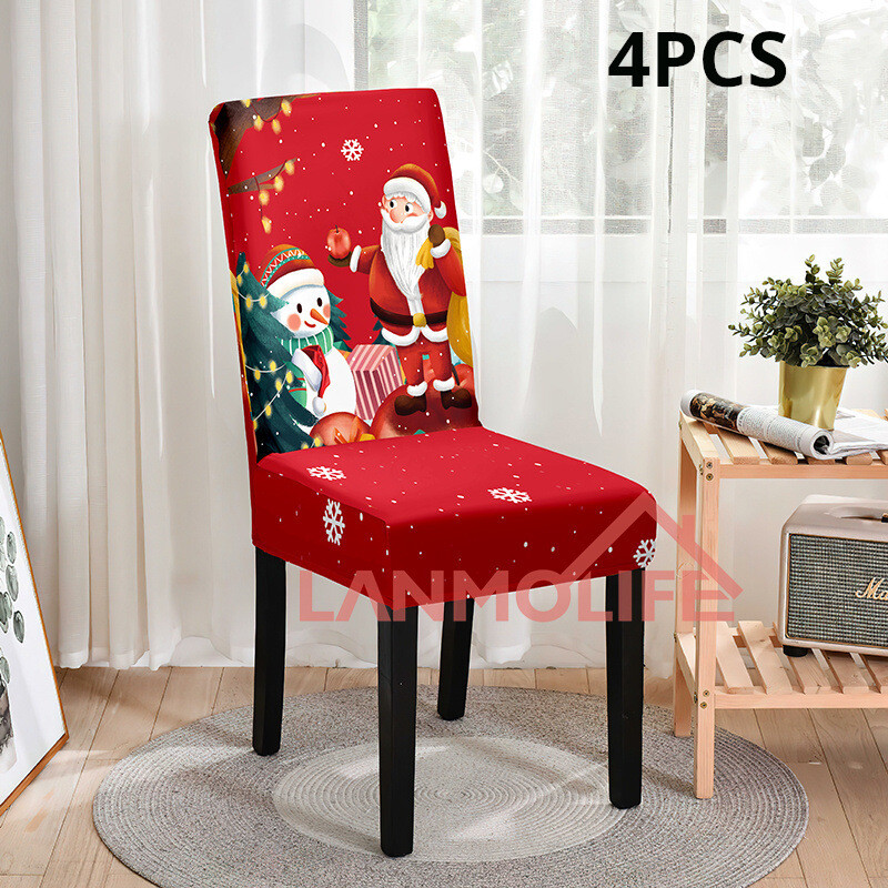 Tarpvalstybinis kalėdinis kėdės užvalkalas šventinis dekoravimas elastingas valgomojo kėdės užvalkalas naujas dulkėms atsparus kėdės užvalkalas Kalėdinis kėdės užvalkalas didmeninė prekyba